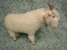 LC-2128  MOUNTAIN GOAT, handcrafted, white plush, horns; wood feet, head & ears