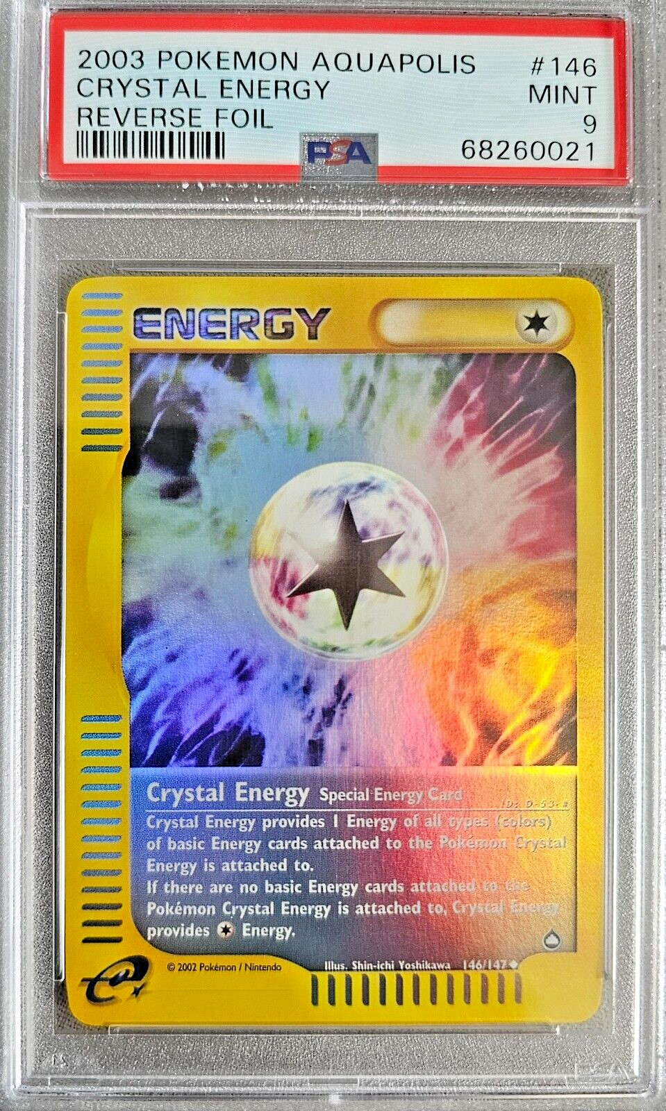 PSA 9 Crystal Energy Reverse Holo 146/147 Aquapolis 2003 Pokemon Card