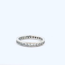 Estate Vintage Sterling Silver 925 CZ Eternity Band Wedding Ring Size 8.75