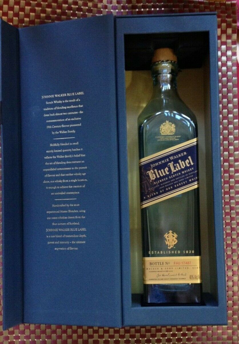 Johnnie Walker Blue Label Blended Scotch Whiskey Box & Empty Bottle Look  New!!!