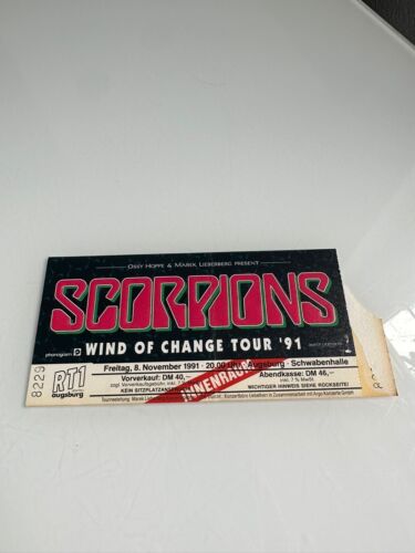 Scorpions Wind of Change Tour '91 Ticket Eintrittskarte Augsburg Schwabenhalle - Zdjęcie 1 z 5