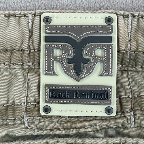 Rock Revival Cargo Shorts Men 32 Beige Tan Green Camouflage Twill Pockets 12" - Picture 5 of 12