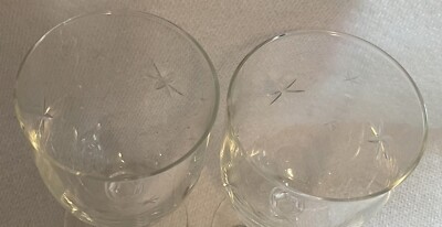 Vintage Sasaki Japan Star Etched Goblets Glasses Set of 2