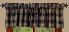 Valance 72 inch Black Tan Plaid Millbrook Primitive Curtain Rustic Window Decor