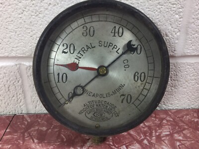 Antique altitude gauge height of water in feet Central Supply Co. Capital 4 5/8 
