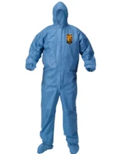 Box of 24 Medium 45094 Hooded Chemical Resistant Coveralls Booted KleenGuard A60