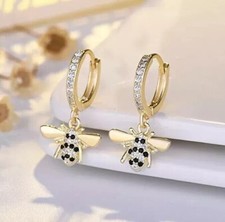 2.00Ct Round Cut Simulated Diamond Bee Dangle Earring 14k Yellow Gold Plated