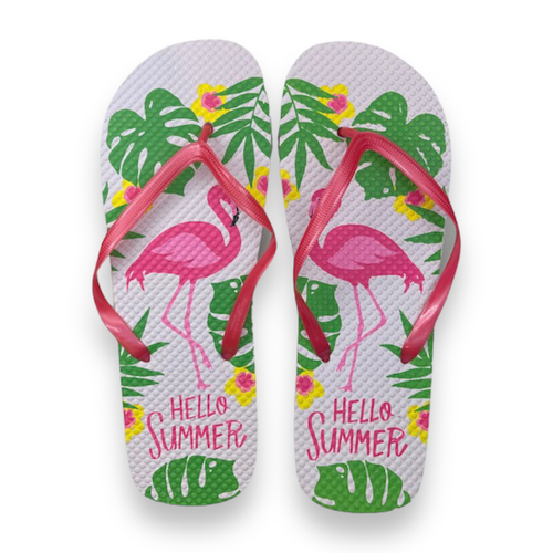 Women's Juncture "Hello Summer" Rubber FlipFlops Pink [Size M 7/8