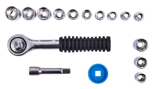 New 16Pc 1/4" Drive Socket Set Reversible Metric Imperial Ratchet Spinner Amtech - Picture 3 of 4