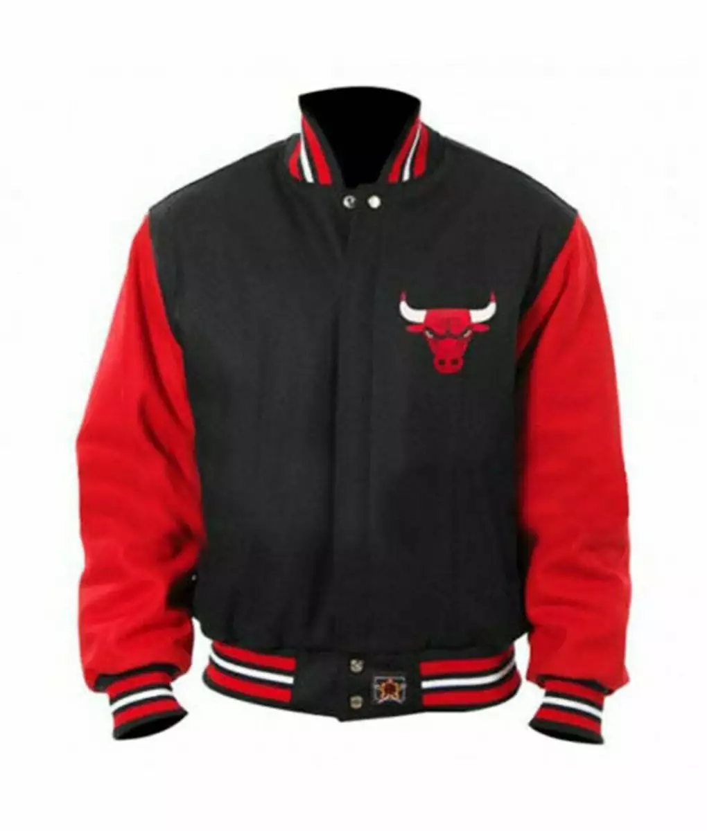 Maker of Jacket NBA Teams Jackets Chicago Bulls Vintage Black Varsity Letterman