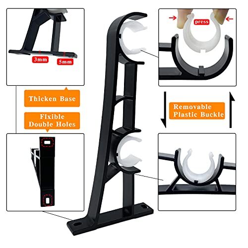 Double Curtain Rod Bracket Curtain Rod Brackets Heavy Duty Curtain Rod Holder - Picture 2 of 7