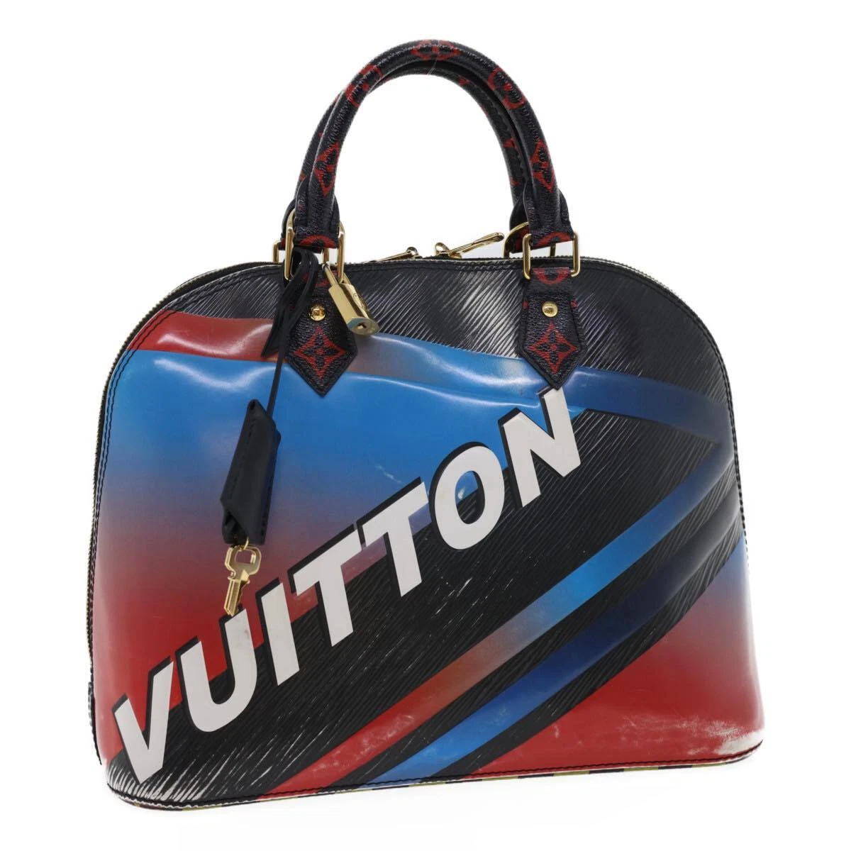 LOUIS VUITTON Race Line Alma PM Hand Bag Black Blue Red M50646 LV Auth  24462A