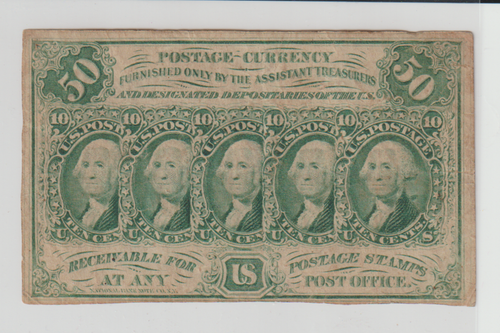 US 50c Fractional Currency Note, issued July 17, 1862-Civil War XF/AU