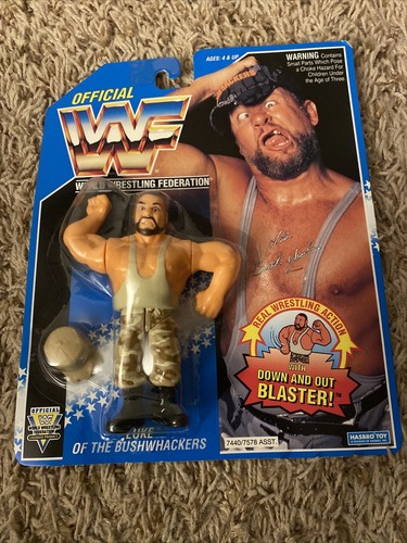 WWF Hasbro Luke of The Bushwhackers MOC Blue Card ...