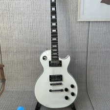 Custom LP White Mahogany Neck Electric Guitar HH Pickups 6 Strings Fixed Bridge