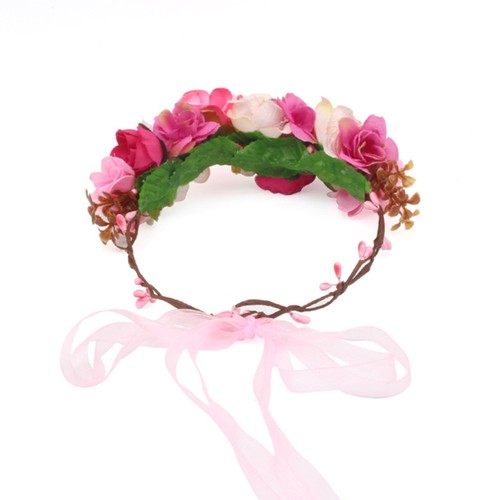 Baby Girl Kids Flowers Floral Wreath Headband Hair Hair Clasp with Ribbon - Bild 3 von 11