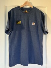 Carhartt Small T-Shirt Blue Original Fit Short Slv Pocket Tee BBI Construction