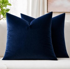 Dark Blue 18x18 Inch Velvet Throw Pillow Covers Set of 2 Velvet Pillows