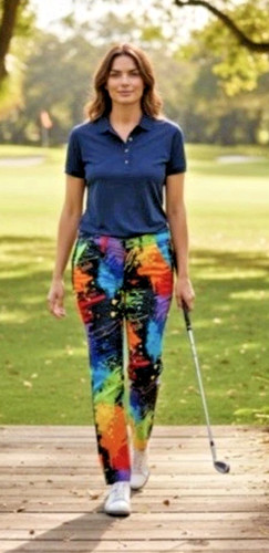 LOUDMOUTH Ladies 4 Golf Capri Pants Black Paint Splatter Artsy Fun Colorful Rare
