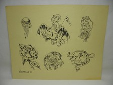 Vintage 1981 Guideline tattoo supply "Rose" tattoo flash. Good condition.