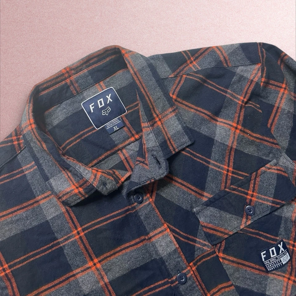 fox racing flannel shirt Mens XL plaid long sleeve button down gorpcore - Image 2 of 4