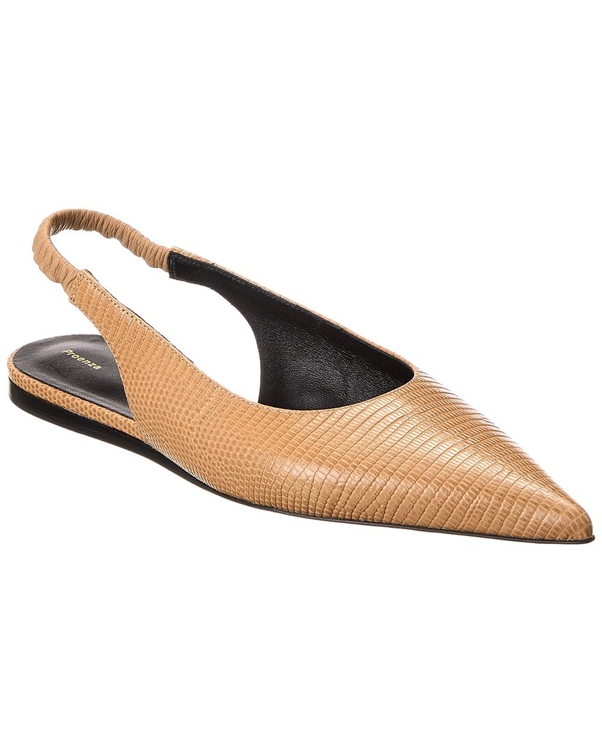 Proenza Schouler Spike Lizard-Embossed Leather Slingback Flat Womens Brown 405 43090₽