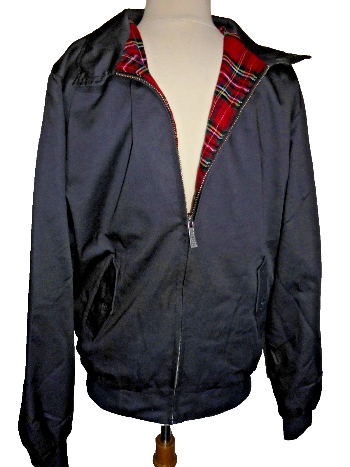 New~Harrington Jacket Men's tag Size XL ~Gray/Plaid Lining(fits like Large)