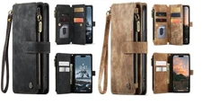 CaseMe C30 For iPhone 15 Pro Max Multifunctional PU Leather Phone Case