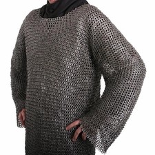 9mm Riveted Chainmail Shirt Mild Steel Full Sleeve Haubergeon LARP Armor