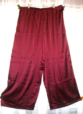 JOY & ASH PLUS 2X SILKY BURGUNDY WIDE LEG SATIN EVENING PALAZZA PANTS~FLAT FRONT