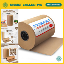Natural Kraft Paper Roll 12" x 1200ft - Packing, Shipping, Void Fill, Art Projec