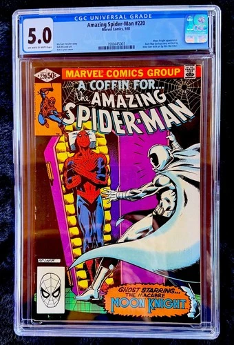 “Amazing Spider-Man” #220 Marvel 9/1981 Moon Knight App Aunt May Story CGC 5.0