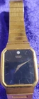 Seiko Quartz Men’s Vintage Gold Tone Rectangular Bracelet Watch Black Dial