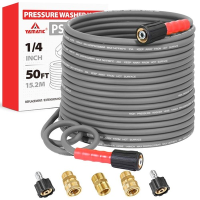 #ad YAMATIC Super Flex Pressure Washer Hose 3200PSI 50 FT x 1 4 Kink Resistant High $52.43