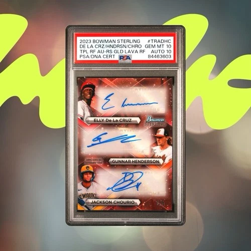 2023 Sterling De La Cruz/Henderson/Chourio DHC Triple Auto 1/5 PSA 10 Auto 10