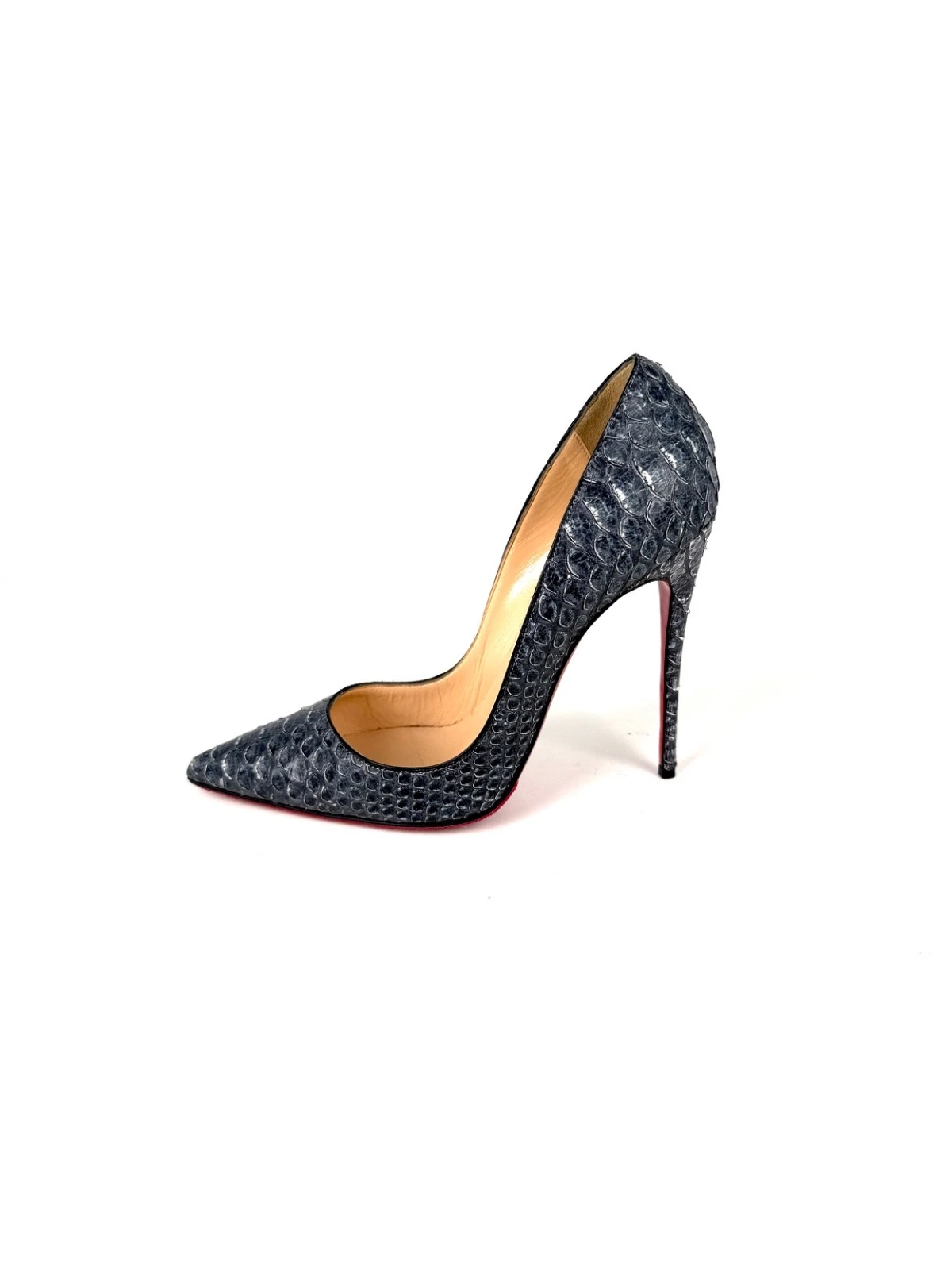 Christian Louboutin — Christian Louboutin So Kate 120mm Dark Gray Python Snakeskin  Pump Heels 38
