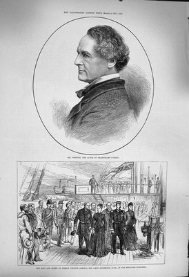 Original alter antiker Druck 1877 Compton Schauspieler König Griechenland James Drummond Schiff