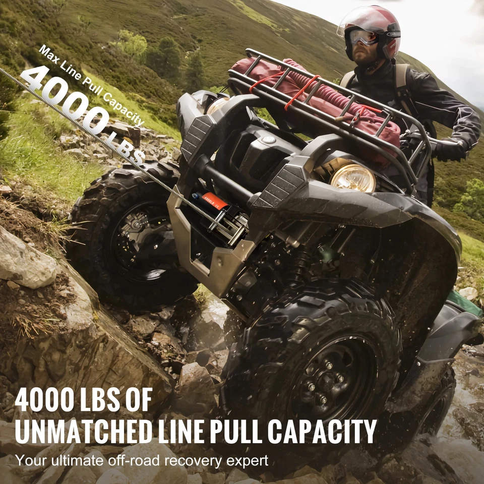 Treuil Électrique VTT UTV 1814 kg Câble en Acier Étanche IP55 Télécommande - Photo 2/4