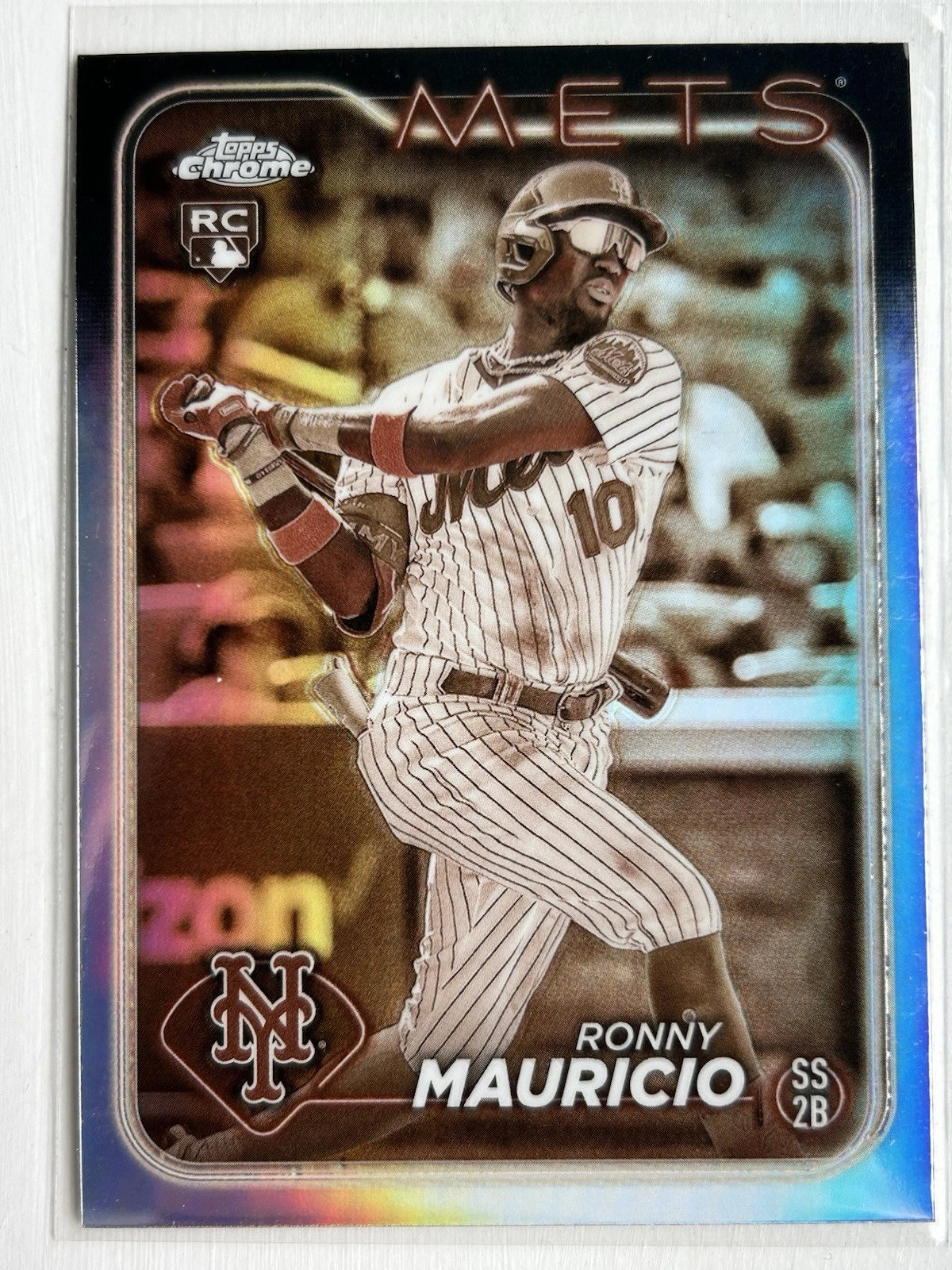 2024 Topps Chrome Ronny Mauricio #28 RC Rookie Sepia Refractor Parallel Mets