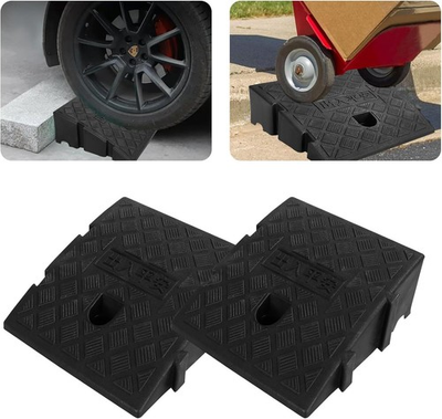 #ad CertBuy 2 Pack Curb Ramps 10quot; Plastic Small Ramp Driveway for Black $54.64