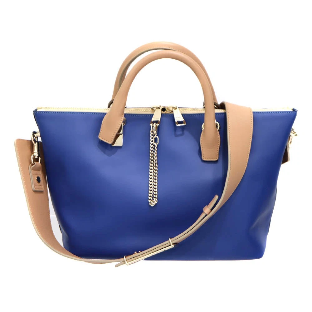 Chloe — Chloe Bailey Handbag 3S0170 Leather Blue Shoulder Bag with Papers #KNB1724