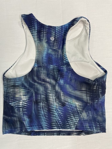 Lululemon Invigorate Training Tank Top Blue Geometric Pattern Size 4 Crop - Picture 5 of 8