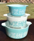 Vintage Pyrex Amish Butterprint Cinderella Casserole Set 473 474 475 No Lids