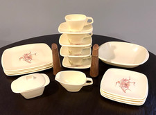 Vtg Melmac Harmony House Talk of Town Dishware Sears Daisy Cream Brown 21 Pieces