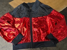 WEISSMAN BLACK RED COLORBLOCK SATIN DANCE JACKET MC MEDIUM CHILD