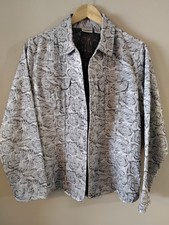 Chico's Silver-Gray Floral Pattern Textured Jacquard Jacket, Large