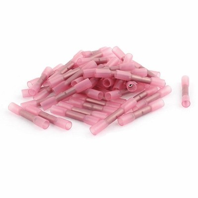 50 Pcs BHT1.25 Heat Shrink Electrical   Wire Terminals AWG 12-10 Pink  *gi