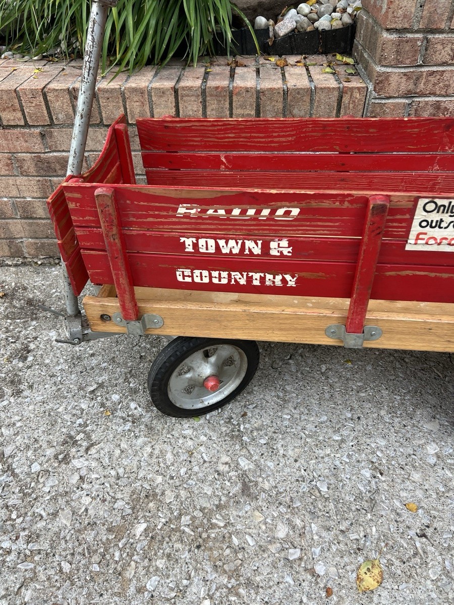 Vintage Wood Radio Flyer Town And Country Wagon. Ford Giveaway Toy