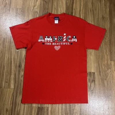 Vintage America Patriotic Shirt Mens Medium Red The Beautiful USA Tee Celebrate