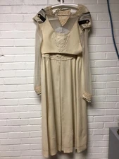 ANTIQUE VTG 2 PIECE BALL GOWN EDWARDIAN CREAM COLOR NETTED BLOUSE NEEDLEWORK 